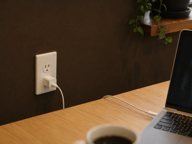 Power outlet at a work table
