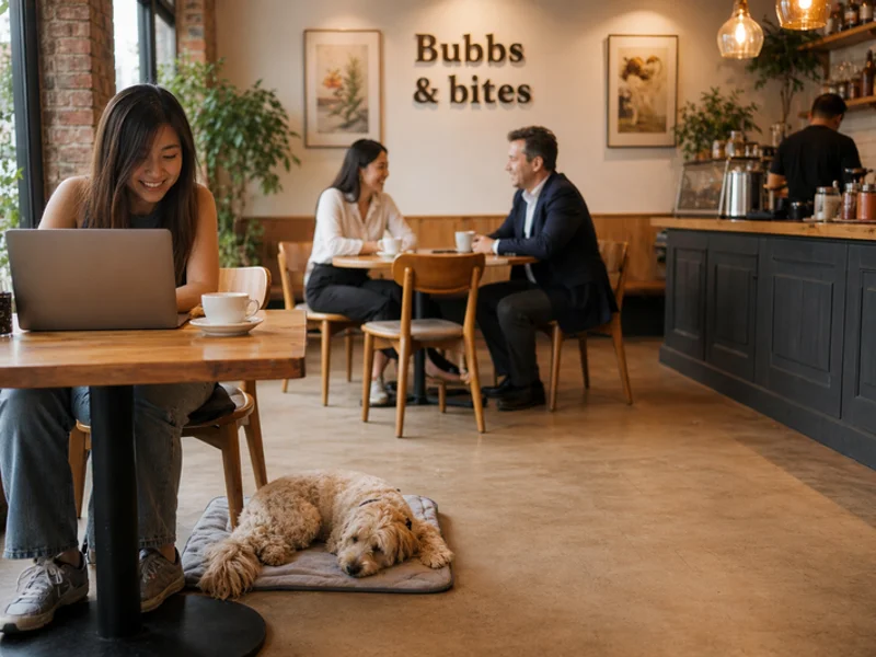 Dog asleep beside laptop setup