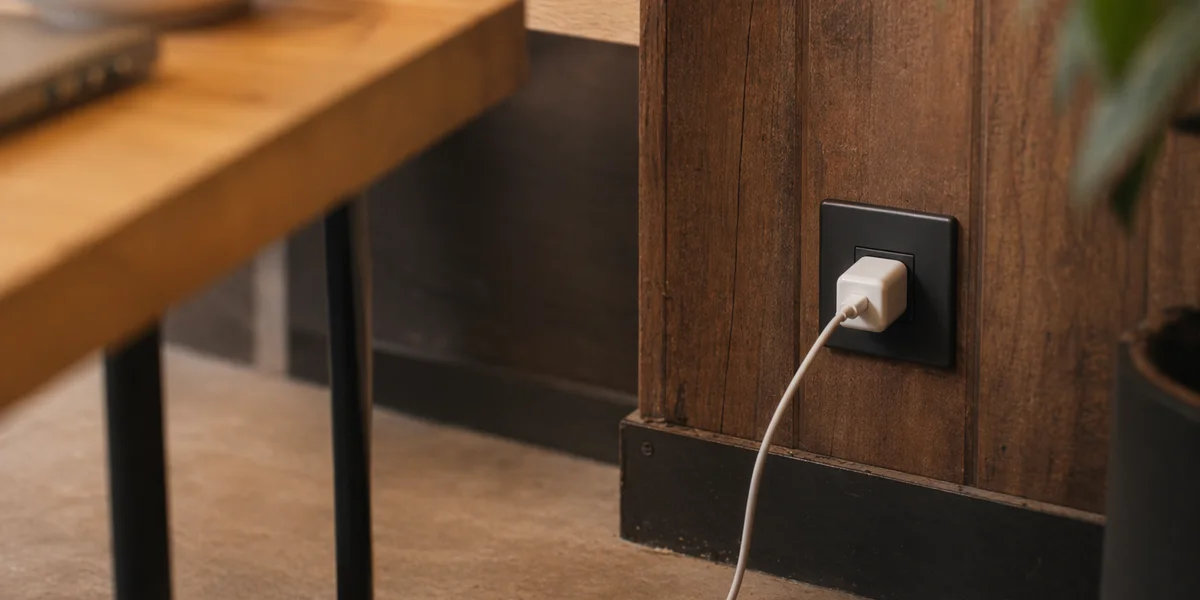 Power outlet near a cafe table