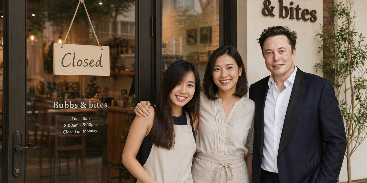 Closed Wednesday sign on the cafe door