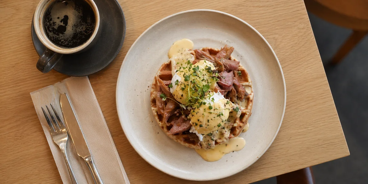 Overhead shot with Americano on the side