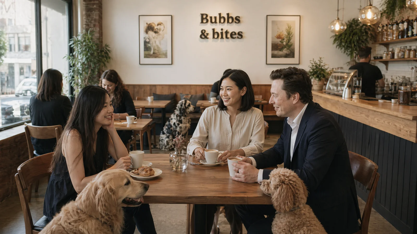 Cafe interior celebrating the milestone
