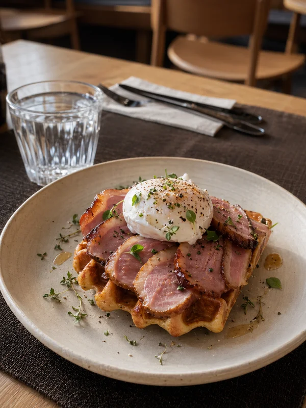 Signature smoked duck waffle