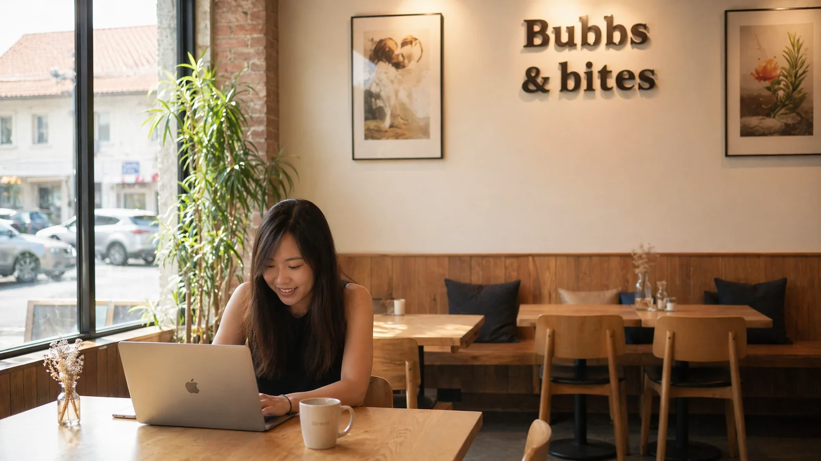 Nearly empty weekday morning cafe